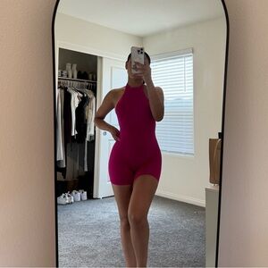 Fashion Nova pink halter romper